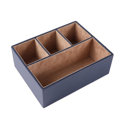 Multifunctional Pen Container Pu Leather Office Desk Stationery Organizer Storage Box